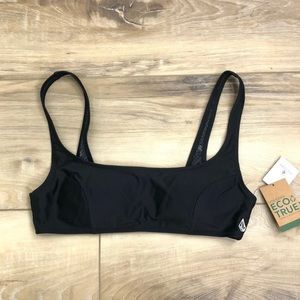 Volcom Simply Solid Black Scoop Swim Top NWT - Medium